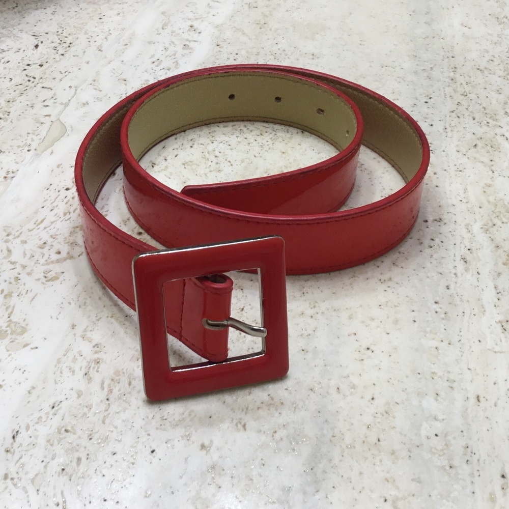 Ladies Red Patent Leather Belt
